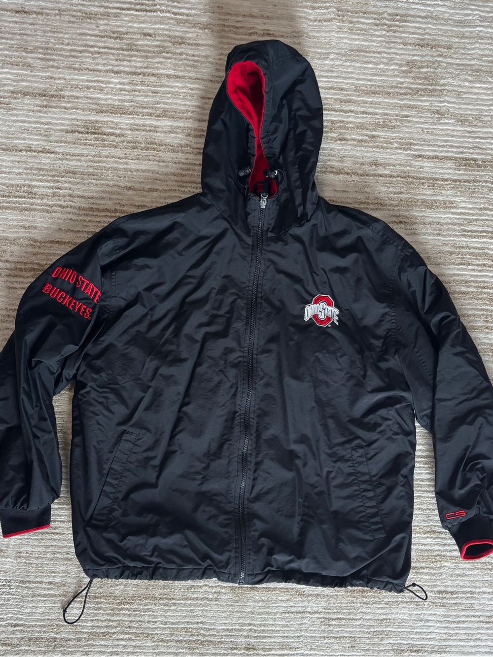 Vintage Ohio State Buckeyes Fleece-Lined Red and Black Men’s Jacket Size XL